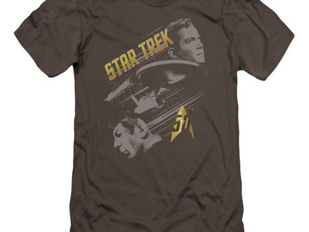 STAR TREK : 50 YEAR FRONTIER PREMUIM CANVAS ADULT SLIM FIT T-SHIRT 30\1 Charcoal 2X Discount