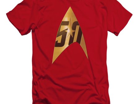 STAR TREK : 50TH ANNIVERSARY DELTA PREMUIM CANVAS ADULT SLIM FIT T-SHIRT 30\1 Red MD Discount