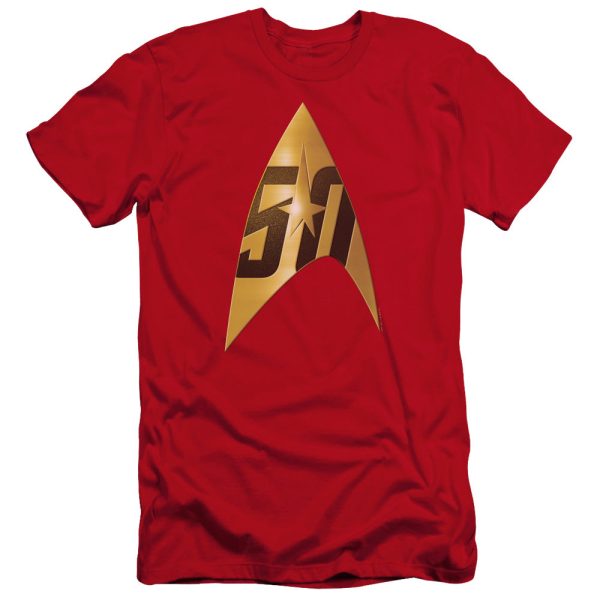 STAR TREK : 50TH ANNIVERSARY DELTA PREMUIM CANVAS ADULT SLIM FIT T-SHIRT 30\1 Red MD Discount