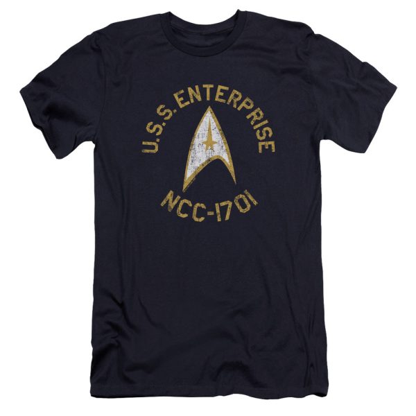 STAR TREK : COLLEGIATE PREMIUM CANVAS ADULT SLIM FIT T-SHIRT 30\1 NAVY LG Fashion