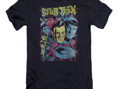 STAR TREK : CLASSIC CREW ILLUSTRATED PREMIUM CANVAS ADULT SLIM FIT T-SHIRT 30\1 NAVY SM Fashion