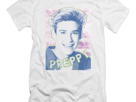 SAVED BY THE BELL : PREPPY PREMIUM CANVAS ADULT SLIM FIT T-SHIRT 30\1 WHITE SM For Cheap