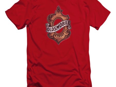 OLDSMOBILE : DETROIT EMBLEM PREMUIM CANVAS ADULT SLIM FIT T-SHIRT 30\1 Red MD Discount