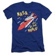 NASA : OUT OF THIS WORLD  PREMIUM CANVAS ADULT SLIM FIT T-SHIRT 30\1 Royal Blue LG Sale