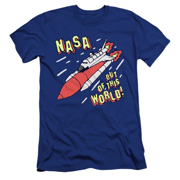 NASA : OUT OF THIS WORLD  PREMIUM CANVAS ADULT SLIM FIT T-SHIRT 30\1 Royal Blue LG Sale